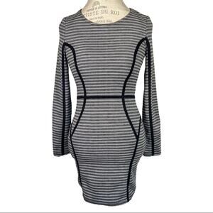 Divided Striped Long Sleeve Business Casual Dress Black White Women’s Size 6